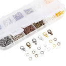 Mixed Lobster Clasp and Jump Rings in Storage Box, 1080 pcs, fcl0488
