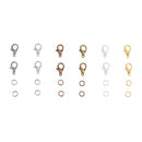 Mixed Lobster Clasp and Jump Rings in Storage Box, 1080 pcs, fcl0488