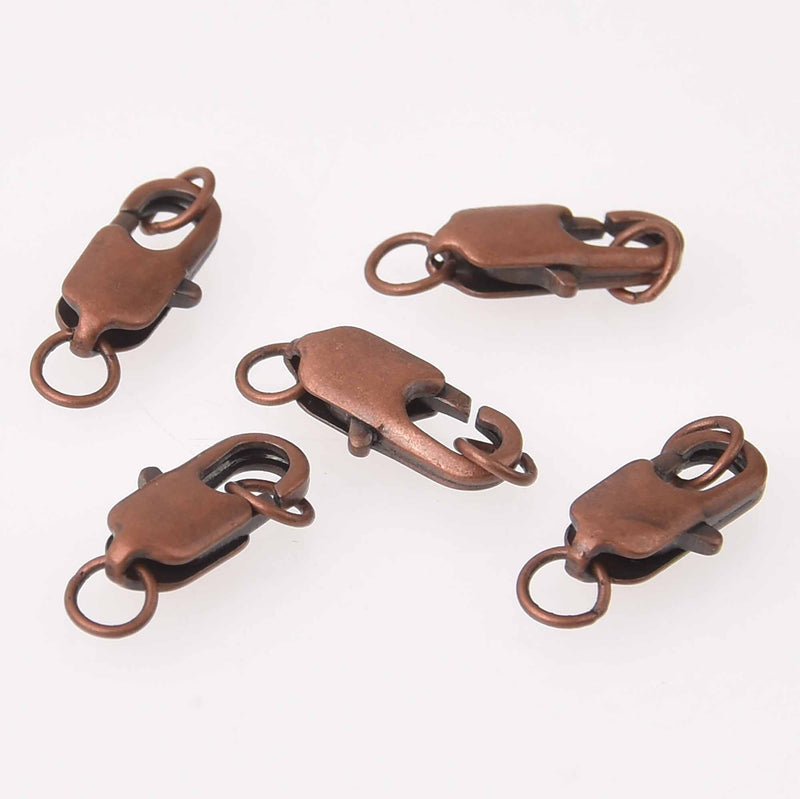 10 Antiqued COPPER Tone Lobster Clasps  14mm fcl0489