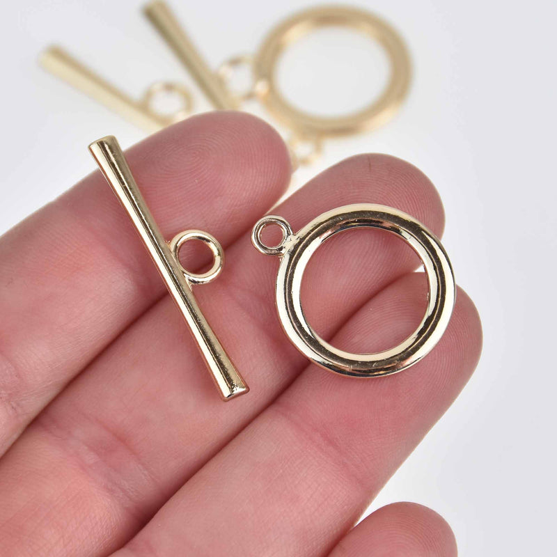 5 Sets Light Gold Toggle Clasps, Metal, fcl0490