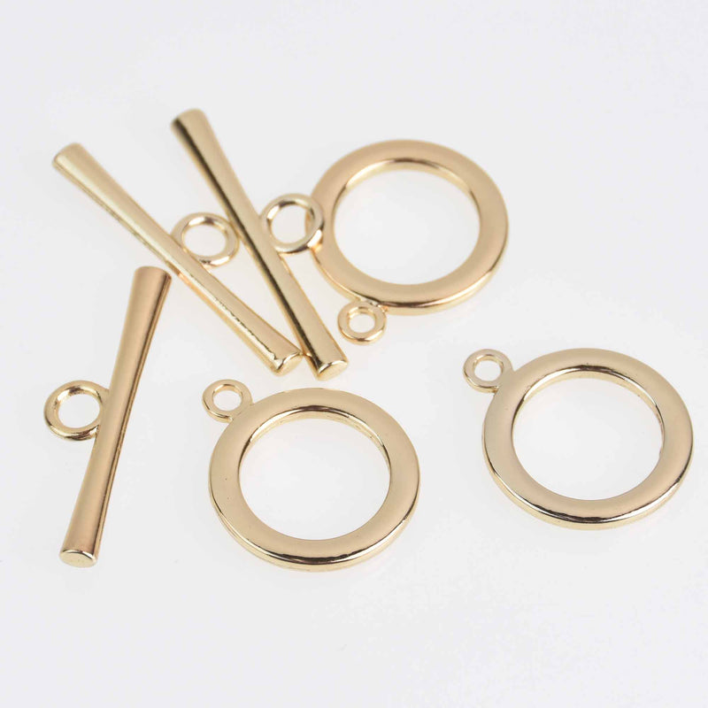 5 Sets Light Gold Toggle Clasps, Metal, fcl0490