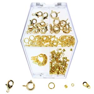 Gold Plate Findings Assortment in Storage Box, BeadSmith, fcl0491