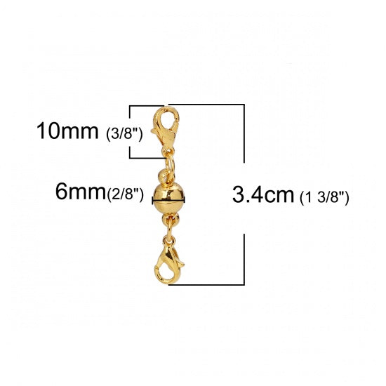 5 Gold Magnetic Clasp, Lobster connector links, 6mm, fcl0493