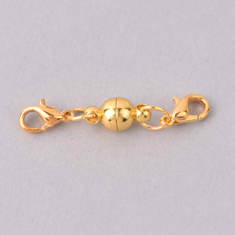 5 Gold Magnetic Clasp, Lobster connector links, 6mm, fcl0493