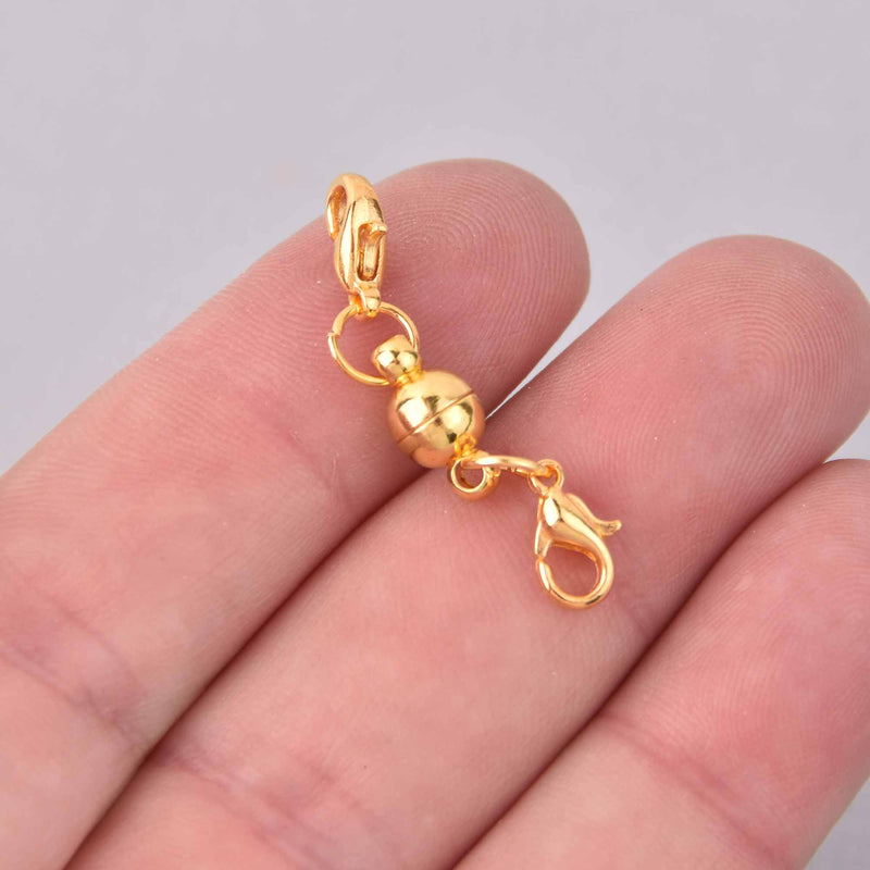 5 Gold Magnetic Clasp, Lobster connector links, 6mm, fcl0493