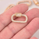 CZ Gold Micro Pave Carabiner Clasp, Screw Clasp, 24mm fcl0494