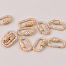 CZ Gold Micro Pave Carabiner Clasp, Screw Clasp, 24mm fcl0494