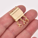 Gold Plate Magnet Clasp triple strand connector, fcl0510