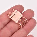 Rose Gold Magnet Clasp triple strand connector, fcl0511