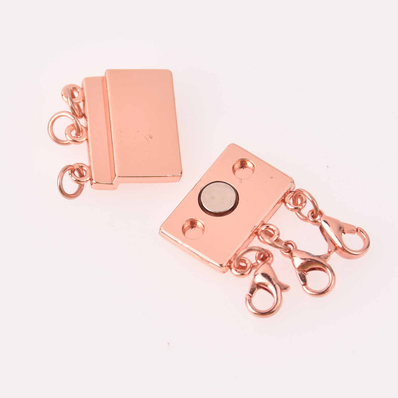 Rose Gold Magnet Clasp triple strand connector, fcl0511