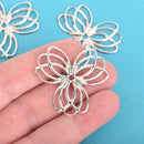 30 Bright Silver Metal Filigree Flat Wraps Connectors, Flower Shape, 37x35mm (1-1/4"x1-3/8")  fil0073