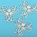 30 Bright Silver Metal Filigree Flat Wraps Connectors, Flower Shape, 37x35mm (1-1/4"x1-3/8")  fil0073