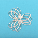 30 Bright Silver Metal Filigree Flat Wraps Connectors, Flower Shape, 37x35mm (1-1/4"x1-3/8")  fil0073