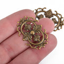 50 Bronze Metal Filigree Stamping Charms, Embellishment Findings, 1-3/8", fil0080