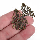 50 Bronze Metal Filigree Stamping Charms, Embellishment Findings, 1-3/8", fil0081