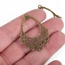 50 Bronze Metal Filigree Stamping Charms, Embellishment Findings, 1-5/8", fil0082