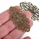 30 Bronze Metal Filigree Stamping Charms, Embellishment Findings, 2-1/4", fil0084