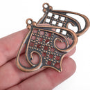 50 Brass Copper Filigree Flat Metal Findings, 55mm, fil0086