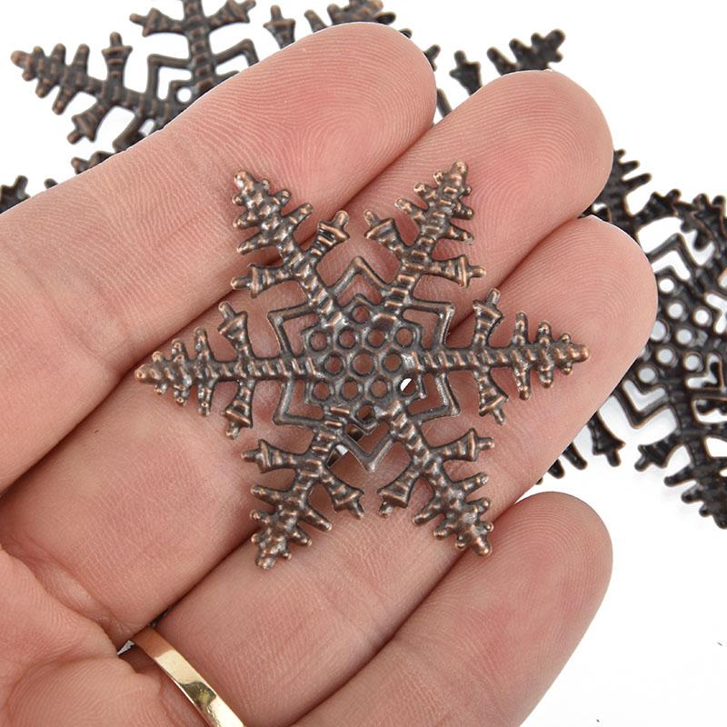 30 Copper Snowflake Filigree Blanks, flat thin findings 1-3/4" FIL0099