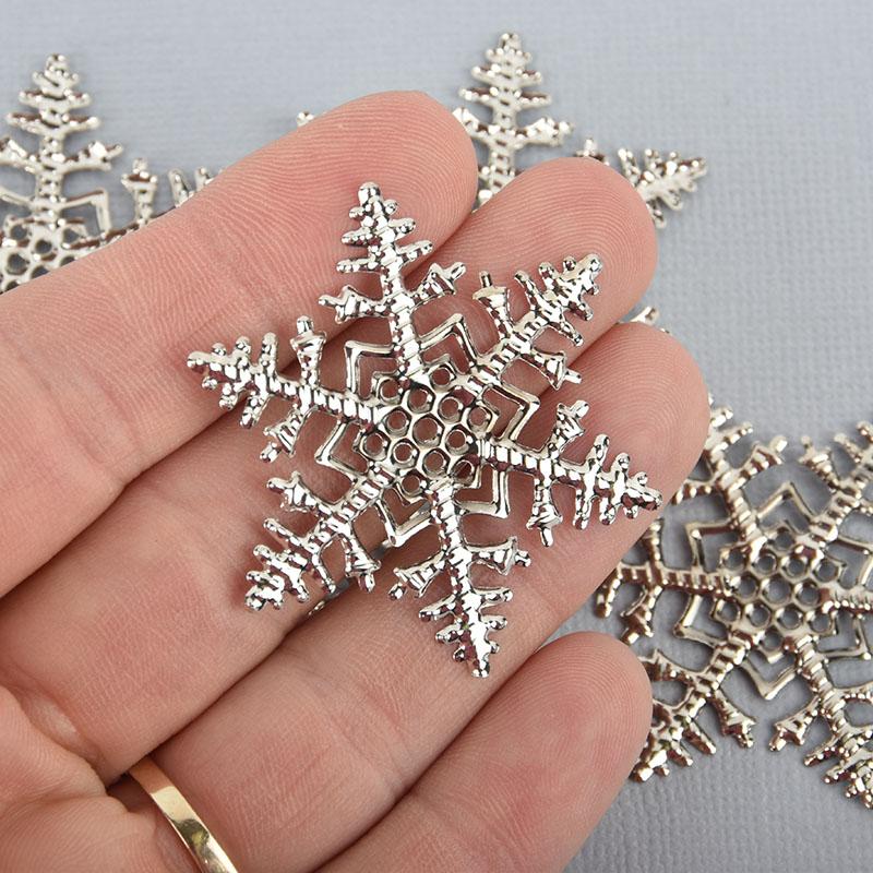 30 Silver Snowflake Filigree Blanks, flat thin findings 1-3/4" FIL0100