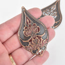 30 Large Copper Filigree Teardrop Charms,2-3/4" fil0103