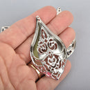 30 Large Silver Filigree Teardrop Charms, 2-3/4" fil0105