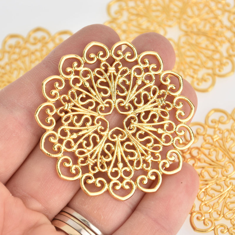 Filigree Findings for Jewelry Making, Plated Copper Components