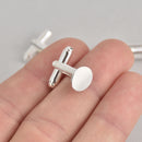 2 pair (4 total) SILVER PLATED CUFFLINKS Cuff Links with 10mm Pad fin0042