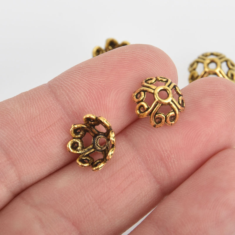 Antique Gold Filigree Bead Caps Findings 10mm fin0090