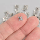 20 Antique Silver 4 Petal Leaves Bead End Caps 6mm . Pewter Tibetan Silver Style . fin0115a