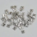 20 Antique Silver 4 Petal Leaves Bead End Caps 6mm . Pewter Tibetan Silver Style . fin0115a