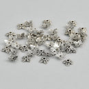 20 Antique Silver 4 Petal Leaves Bead End Caps 6mm . Pewter Tibetan Silver Style . fin0115a