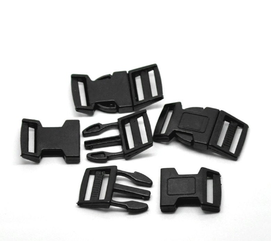 20 Black Plastic Paracord Buckle Clasps fin0186