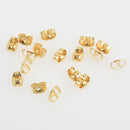 50 Small Butterfly Earring Backs . Bright Gold Metal  fin0297