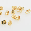 50 Small Butterfly Earring Backs . Bright Gold Metal  fin0297