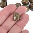 5 Bronze Hammered Textured Tassel End Caps for Kumihimo Jewelry, Leather Cord End Connectors, Bails, Bead Caps, Fits 10mm cord, fin0667