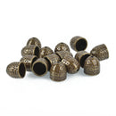 5 Bronze Hammered Textured Tassel End Caps for Kumihimo Jewelry, Leather Cord End Connectors, Bails, Bead Caps, Fits 10mm cord, fin0667