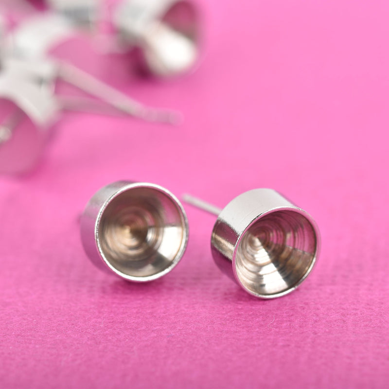 20 Stainless Steel Stud Earring Post Blanks fits 8mm point back rhinestone fits ss38 (10 pairs) hypoallergenic fin0693