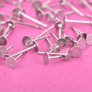 30 Stainless Steel POST Glue-On Pad Earring Blanks (15 pairs), 4mm pad, fin0695