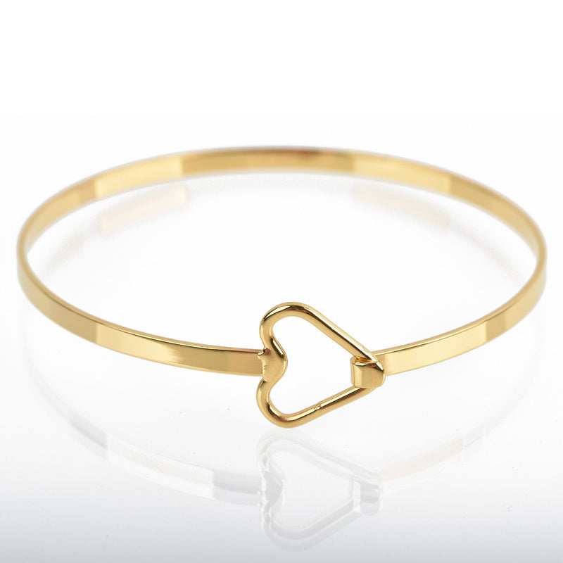 1 Gold Stainless Steel Bangle Charm Bracelet Blank, about 7" long, fits small to medium wrist, fin0725