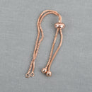 2 Rose Gold Box Chain Slider Bracelet Connector Link Chain, Jump rings on both sides for a charm, one size fits most, fin0733