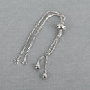 2 Silver Box Chain Slider Bracelet Connector Link Chain, Jump rings on both sides for a charm, one size fits most, fin0736