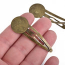 20 Bronze Hair Clips Blanks with flat pad, fits 20mm round cabochons, fin0747