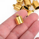 10 Yellow Gold End Caps for Tassel Jewelry, Leather Cord End Bead Cap Fits up to 10mm cord fin0756