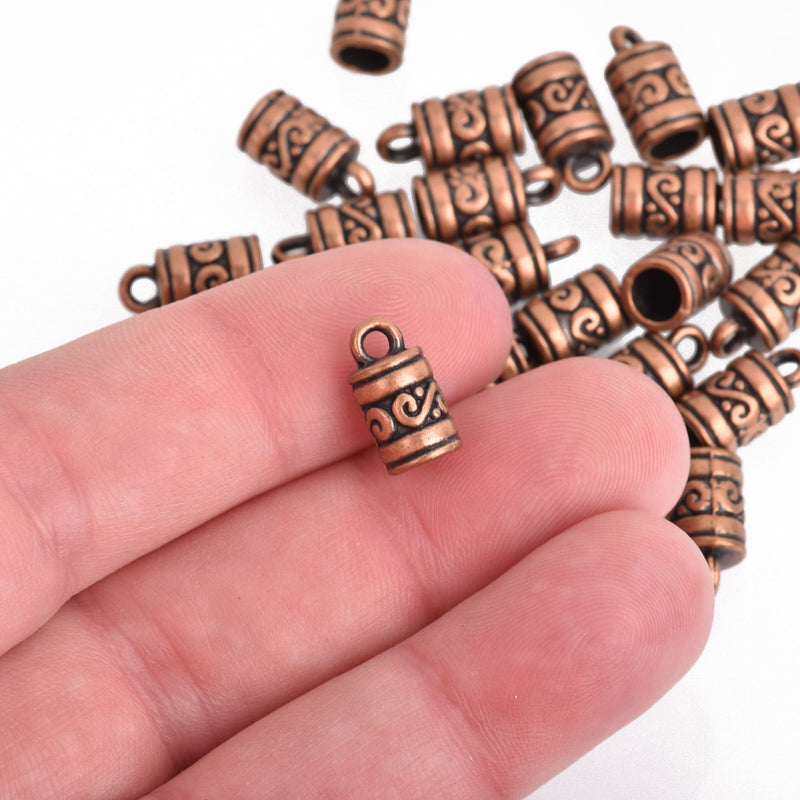 20 Copper End Caps for Tassel Jewelry Leather Cord End Tassel Bead Caps with Bail Fits 4mm cord fin0760