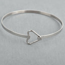1 Stainless Steel Bangle Charm Bracelet Blank, HEART, about 7" long, fits small to medium wrist fin0764