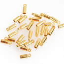 30 Gold Plated Copper End Caps for Tassel Jewelry Leather Cord End Connectors Bead Caps Fits 2.5mm cord fin0765