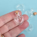 5 Small Glass Jar Vials HEART with cork 27x22mm fin0772