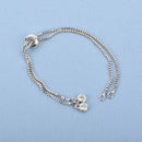 2 Silver Box Chain with Crystals Slider Bracelet Connector Link Chain one size fits most fin0783