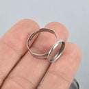 5 Stainless Steel Ring Blanks Bezel Tray fits 14mm round cabochon, adjustable sizing, fin0805